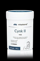 Dr. Enzmann Mse Zinc supplement in a white container, 120 tablets, featuring Spirulina as a natural zinc source.